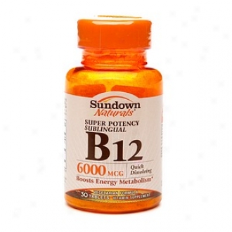 Sundown Naturals Super Potency Sublingual B12, 6000mcg, Tablets