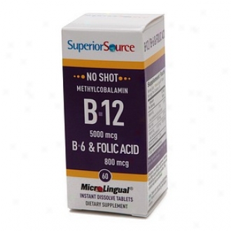 Superior Source No Shot Methyl B12 5000 Mcg/b6/folic Acid 800mcg, Disolve Tablets
