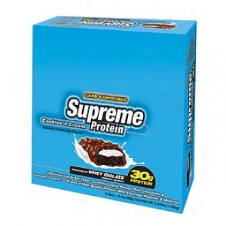 Supreme Protein Carb Conscious Bars, 30g Protein, Cookies & Cream
