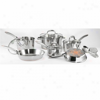 T-fal C836sc64 Ultimate Stainless Stel Copper Bottom 10-piece Cookware Set