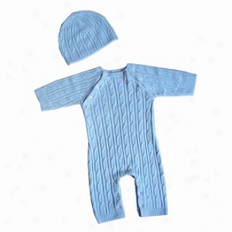 Tadpoles Layette, Long Soeeved Romper And Cap, 0-3mo, Blue