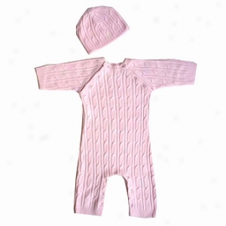 Tadpoles Layette, Long Sleeved Romper And Cap, 0-3mo, Pink