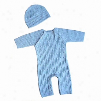 Tadpoles Layette, Long Sleeved Romper And Cap, 3-6mo, Blue