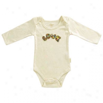 Tadpoles Organic, Cotton-wool Hand-embroidered  Love  Romper, Naturl, 3-6 Mos
