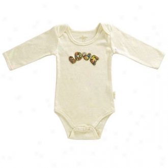 Tadpoles Radical, Cotton Hand-embroidered  Love  Romper, Natural, 0-3 Mos