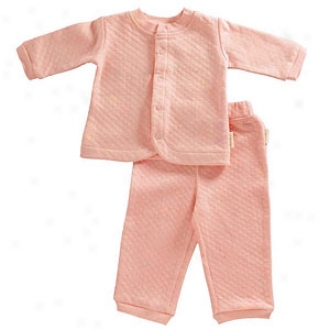 Tadpoles Organic, Double Knit Cotton Cardigan & Pant Set, Salmon, 0-3 Mos