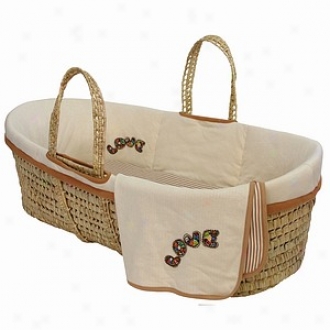 Tadpoles Organic Moses Basket Set In the opinion of Love Embroidery, Natural