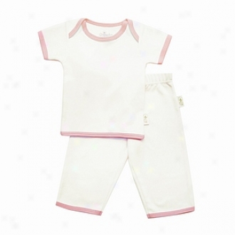 Tzdpoles Pant And Top Set, Short Sleeved Organized Cotton-wool, Pink Trim 6-9mo