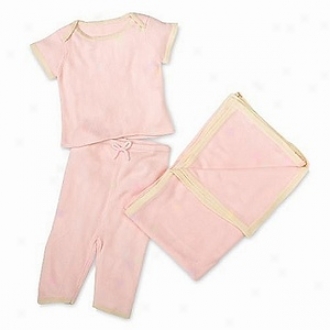 Tadpoles Pashmina Gift Fix, 3 Piece Top, Pants, Blanket, Pink 3-6mo