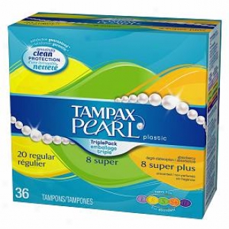 Tampax Pearl Tampons With Plastic Applicator, Unscented, Multi Pack, Super Plus/super/reg, 20 Ea