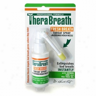 Thera Breath Fresh Breath Throat Spray With Oxygen, Zinc And Tea Tree Oil
