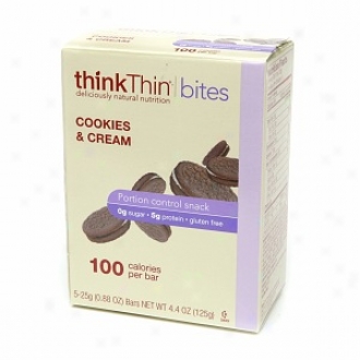 Thinkthin Bites 100 Calorie Bars (6 Boxes; 5 Bars Each), Cookies & Creme