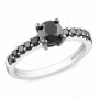 Amour 1 Cf Black Diamond Tw Battle Ring Silvery  Black Rhodium Plated, 9