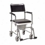Drive Medical Portable Upholstered Wheeled Drop Arm Commode Silvervein