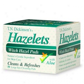 T.n. Dickinson's Hazelets Witch Hazel Pads With Aloe, Large Size Cleansing Pads