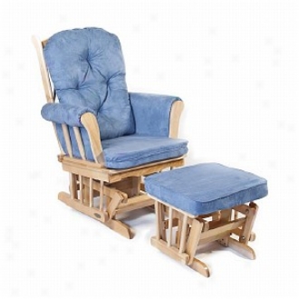 Today's Mom Madison Glider & Ottoman Set, Blue And Natural