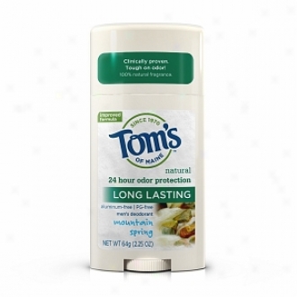 Tom's Of Maine Men's Long Lasting Natural Aluminum & Pg Free Deodorant Stick, Mountain Spring