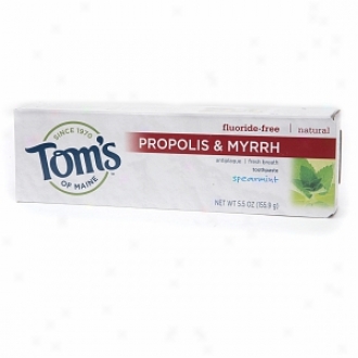 Tom's Of Maine Propolis & Myrrh Natural Fluoride Free Toothpaste, Spearmint