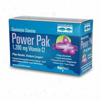 Trace Minerals Investigation Electrolyte Stamina Power Pak, 1200mv Vitamin C Packets, Concord Grape