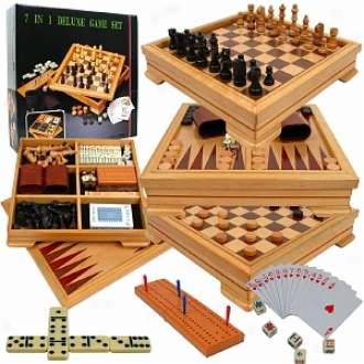 Trademark Games Deluxe 7-in-1 Game Set - Chess - Backgammon Etc