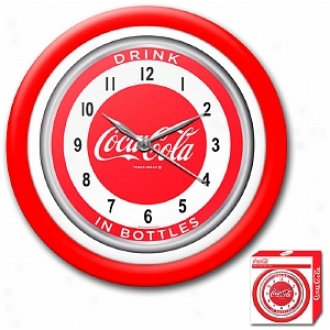 Trademark Global Coca-cpla Clock With White Neon - 1950s Style - 12 Inch