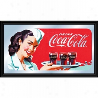 Trademark Global Coca-cola Vintage Mriror Horizontal Waitress W/ Coke