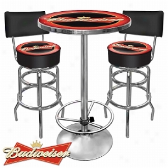 Trademark Global Ultimate Budweiser Gameroom Combo - 2 Bar Stools And Table