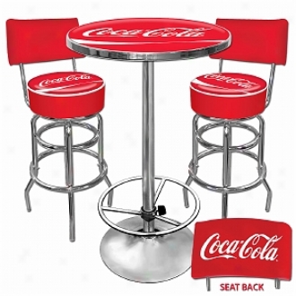 Trademark Global Ultimate Coca-cola Gameroom Combo - 2 Stools W/back & Table