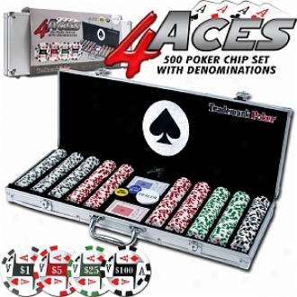 Trademark Poker 4 Aces 500 11.5g Poker Chip Set W/ Aluminum Case