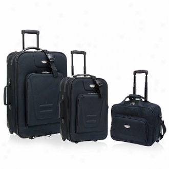 Travelers Club Luggage 3 Piece Milano Ii Collection Luggage Value Concrete, Black