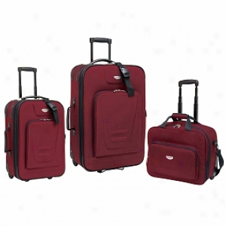 Travelers Club Baggage 3 Piece Milano Ii Collection Luggabe Value Set, Burgundy
