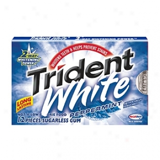 Trident White Sugarless Gum 12-pack Carton, Peppermint