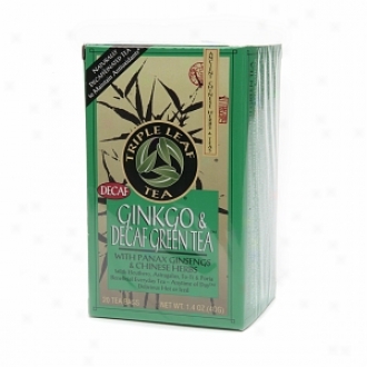 Triple Leaf Tea Naturally Decaffeinated Tea, Ginko & Green Tea