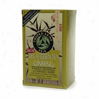 Triple Leaf Tea Naturally Decaffeinated Tea, Green Tea With Ginseng