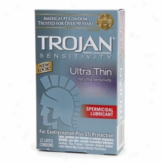 Trojan Ultra Thin Lubricated Latex Condoms, Spermicidal