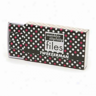 Tweezerman Matchbox Itty Bitty Files, Black With Pink & Happy Dots