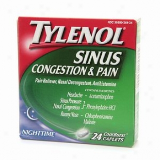 Tylenol Sinus Congestion & Pain Nightime Caplets, Cool Burst