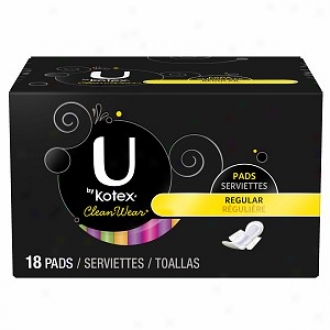 U By Kotex Cleanwear Ultra Thin Pads With Wings, Regular, 18 Ea