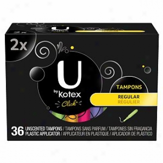 U By Kotex Click Ujscented Tampons, Double Pack, Regular, 36 Ea
