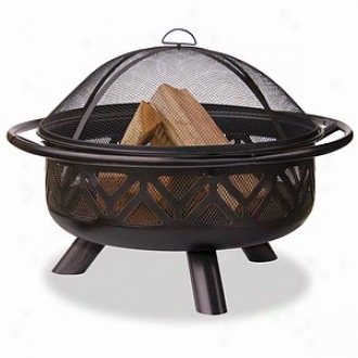 Uniflame Oil Rubbed Bronze Outdoor Firebowl With Geometric Design