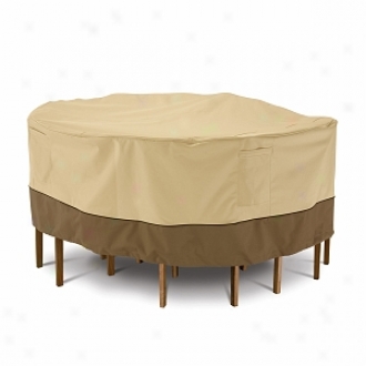 Veranda Collection Patio Table And Chaif Set Cover Large Round, Pebble, Bark And Earth