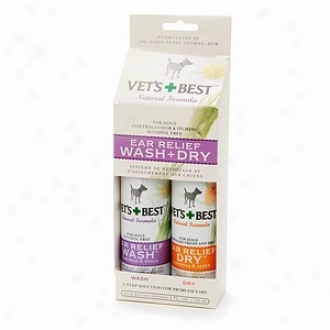 Vet's + Best Ear Succor Wash+dry For Dogs, Each Bottle Contains 4fl./120ml