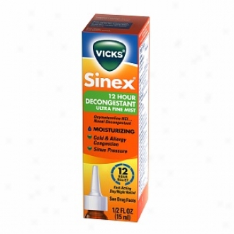 Vicks Sinex 12 Hour Decongestant Nasal Spray, Ultra Fine Mist, Moisturizinb