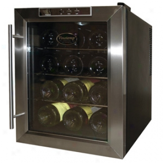 Vinotemp 12 Bottle Cabinet With Stainless Steel Trim, Black
