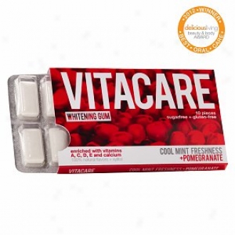 Vitacare Whitening Gum, Cool Mint Freshness, Pomegranate