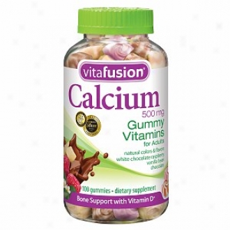 Vitafusion Calcium, 500mg With Vitamin D, Gummy Vktamins For Adults, White Cnocolate Raspberry, Vanilla Bean, Chocolate