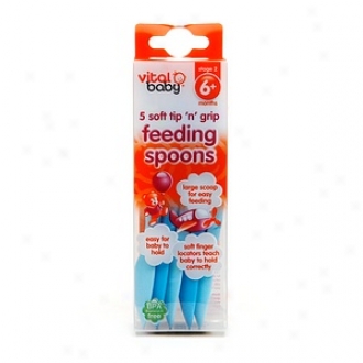 Vital Baby Soft Tip 'n' Grip Feeding Spoons 6+ Mnoths, Blue