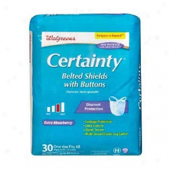 Walgreens Certainty Belted Shields With Buttons, Extra Absorbency