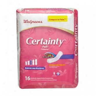 Walgreens Certainty Pads For Women Long, Mderate Absorbency 16 Ea