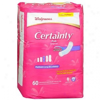 Walgreens Certainty Pads For Women Long, Moderate Absorbency 60 Ea